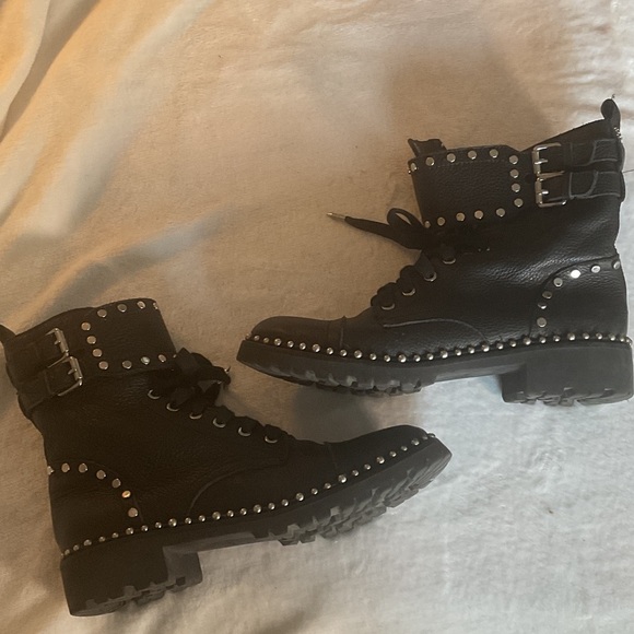 Sam Edelman Black Studded Combat Boots - Picture 1 of 5